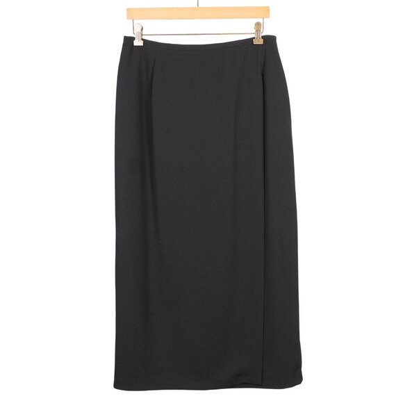 Sport Collection Petite Black Maxi Skirt 12P Womens VTG Zipper Pleated Detail - Picture 1 of 5